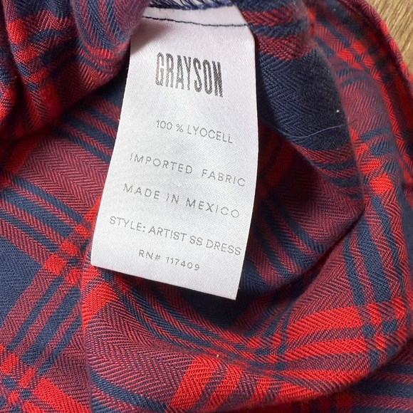 Grayson by Frank & Eileen the Artist Short Sleeve Shirt Dress Plaid Boho Prep S - Picture 4 of 8